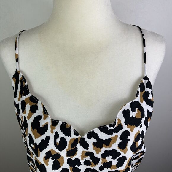 J. CREW Factory Y2K Cami Tank Top Size 6 Scalloped Neck Animal Print Racer Back - Picture 2 of 10
